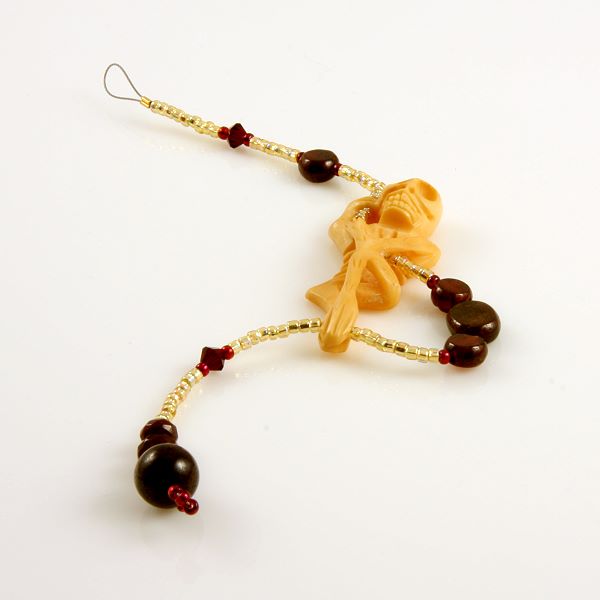 9 Inch Dangly-Bit: Bone Skeleton with Garnet