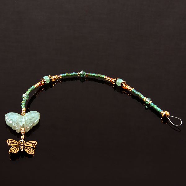 6 Inch Dangly-Bit:  Butterfly, Gold Plate with Adventurine