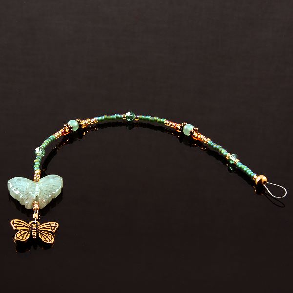 6 Inch Dangly-Bit: Butterfly, Gold Plate with Adventurine