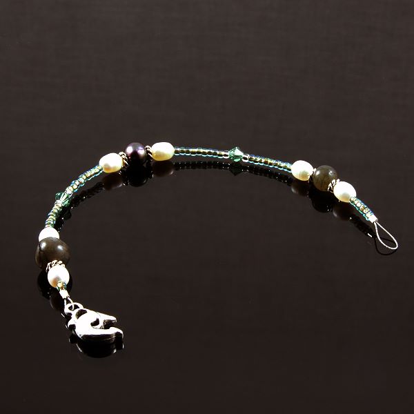 6 Inch Dangly-Bit: Dolphin, Silver Plate with Labradorite