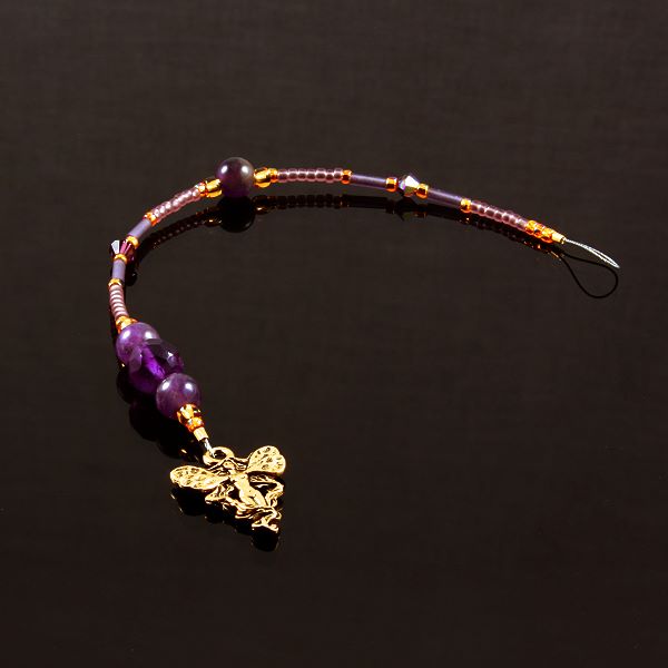 6 Inch Dangly-Bit:  Faery, Gold Plate with Amethyst