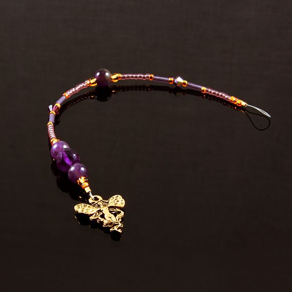 6 Inch Dangly-Bit: Faery, Gold Plate with Amethyst