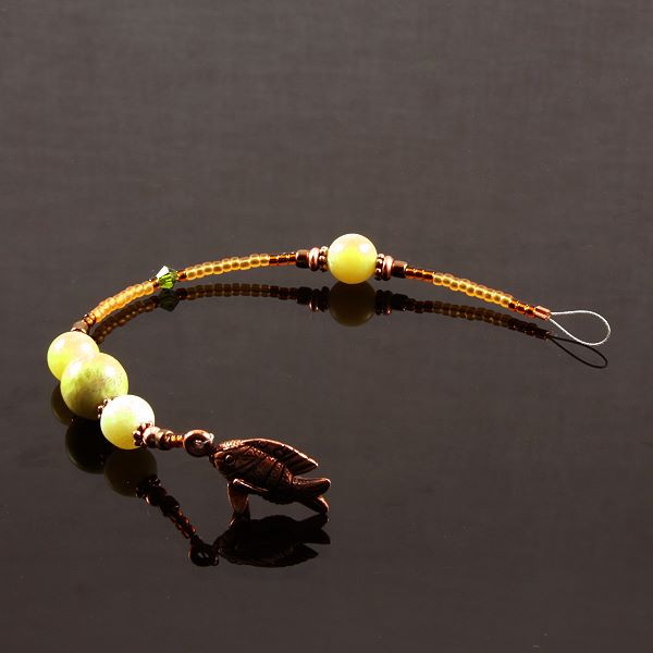 6 Inch Dangly-Bit:  Fish, Copper with New Jade