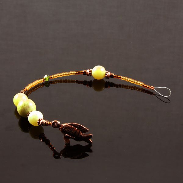 6 Inch Dangly-Bit: Fish, Copper with New Jade